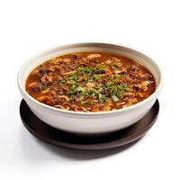 AI generated Turtle soup closeup isolated on white background photo
