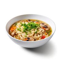 AI generated Noodle soup closeup photo