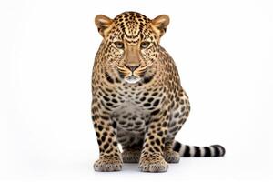 AI generated leopard isolated on plain background photo