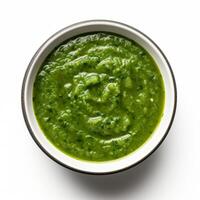 AI generated Palak soup closeup photo