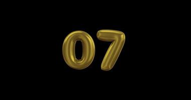 number 07 gold balloons on a black background video