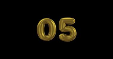 number 05 gold balloons on a black background video