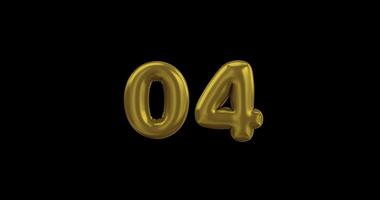 number 04 gold balloons on a black background video