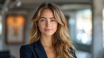 AI generated Beautiful successful young business woman photo