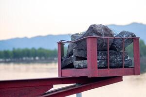 Mountain Train Stop by the Sea at Mae Mok, Lampang, Thailand. photo