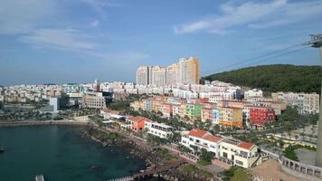 Aerial view of Sunset Town and Cable Car on Phu Quoc Island video