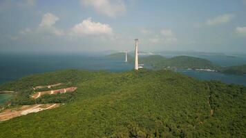 Aerial view of Cable Car on Phu Quoc Island, Vietnam video