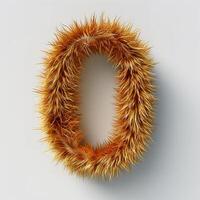 AI generated A unique oval-shaped wreath with dense, vibrant, orange furry texture displayed against a light background. photo