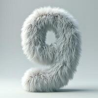 AI generated A unique image showcasing a digit nine covered in soft, white fur against a muted grey backdrop, creating a visual blend of texture and simplicity. photo