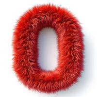AI generated A bold, vibrant red, furry textured letter O isolated against a clean white backdrop, showcasing intricate fluffiness and color richness. photo