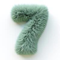 AI generated A unique image showcasing a green, furry textured number 7 against a pristine white backdrop, highlighting contrast and texture. photo