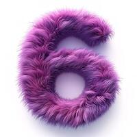 AI generated A visually striking image showcasing a number six, characterized by its rich purple hue and distinct furry texture. photo