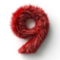 AI generated a vibrant red, furry question mark that is soft to the touch and is isolated on a white background. The question mark is rendered in a thick, red fur with intricate texture details photo