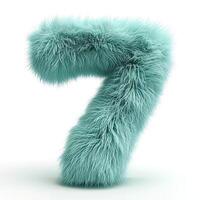 AI generated a number seven covered in dark green fur, with individual fibers visible, giving it a realistic appearance. The numeral is depicted in a bold font photo