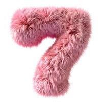 AI generated A unique image showcasing a number 7 covered in pink fur, displaying a soft texture against a pristine white backdrop photo