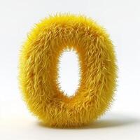 AI generated A bold, artistic representation of the number zero. Its vibrant yellow, fuzzy texture captivates the eye, making it a visual delight and conversation piece. photo