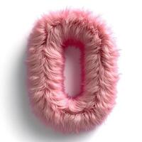 AI generated A vibrant pink, fluffy textured number zero displayed prominently against a clean, white backdrop. photo