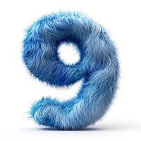 AI generated a blue, furry number nine with a soft, fluffy texture and a vibrant shade of blue. photo
