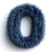 AI generated A vivid blue, fluffy textured ring object displayed against a pristine white backdrop, showcasing contrast. photo