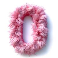 AI generated A vibrant pink, fluffy, soft-textured wreath displayed against a pristine white backdrop. photo