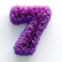 AI generated A numeral seven, depicted in rich, fluffy purple texture. Each strand detailed, creating a soft, inviting visual experience against a serene light background. photo