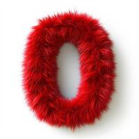 AI generated A bold zero shape, covered in bright red fur with a soft texture, stands out against a clean white background. photo