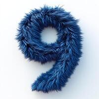 AI generated A vibrant blue, furry texture forms a question mark against a pristine white backdrop, symbolizing inquiry and curiosity. photo