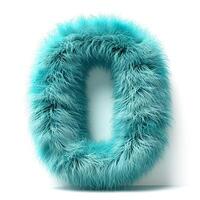 AI generated A vibrant turquoise, fluffy textured zero shape isolated against a pristine white backdrop, showcasing intricate detail and softness. photo