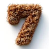AI generated Unique image showcasing a number 7 made of brown fur, displaying a soft texture photo