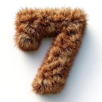 AI generated Unique image showcasing a number 7 made of brown fur, displaying a soft texture photo