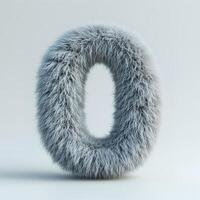 AI generated A detailed image showcasing a zero shape covered in grey fur, standing out against a pristine white backdrop. photo