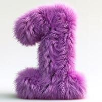 AI generated A vibrant purple, furry texture forms the number one. Each strand detailed, creating a soft, plush appearance. photo