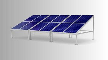 Solar Panel Isolated on White Background with Clipping Path. Solar panels pattern for sustainable energy. Renewable solar energy. Alternative energy photo