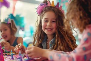 ai generado encantador celebracion adorable temática de princesa cumpleaños fiesta para un niña foto