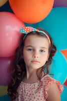 AI generated Colorful Spring Trends Trendy Polka Dot Casual Outfit for Girls photo