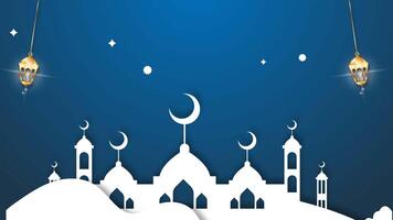 goud Ramadan kareem tekst animatie met plons gloed sparkles en wit goud kaders voor foto's. Ramadan thema beeldmateriaal met deeltje Effecten 4k resolutie video