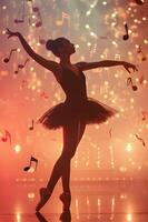 AI generated Harmony in Motion Ballet and Music Fusion in a Captivating Background photo