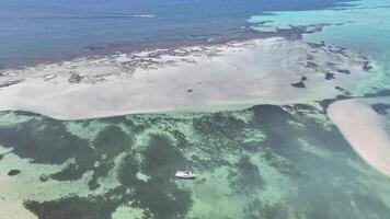 schön flach Meer Türkis Wasser Boot Schwarm Wasser Reservieren Rockingham 4k video