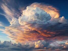 AI generated An ear shot of a very large storm cloud in the style of dimitry roulland apocalyptic visions. Free Download photo