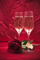 Champagne and roses Valentines day photo