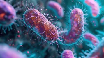 AI generated Bacteria colonies under a microscope. Generative AI photo