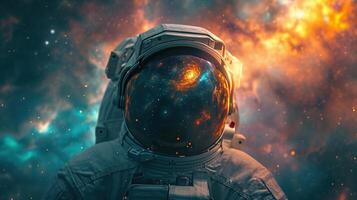 AI generated Astronaut and black hole. Futuristic space concept. Created with Generative AI photo