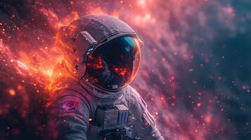 AI generated Astronaut and black hole. Futuristic space concept. Created with Generative AI photo