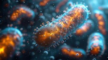 AI generated Bacteria colonies under a microscope. Generative AI photo