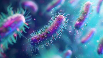 ai generado bacterias colonias debajo un microscopio. generativo ai foto