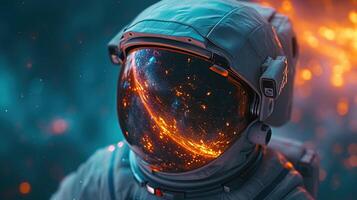 AI generated Astronaut and black hole. Futuristic space concept. Created with Generative AI photo