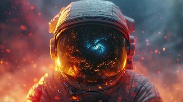 AI generated Astronaut and black hole. Futuristic space concept. Created with Generative AI photo