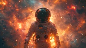 AI generated Astronaut and black hole. Futuristic space concept. Created with Generative AI photo