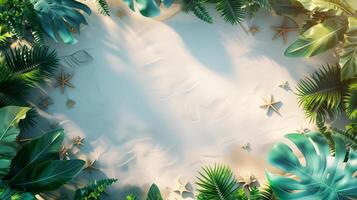 AI generated a summer theme background with tropical plant and summer element photo