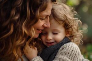 AI generated A touching photograph capturing the love between a mother and child photo